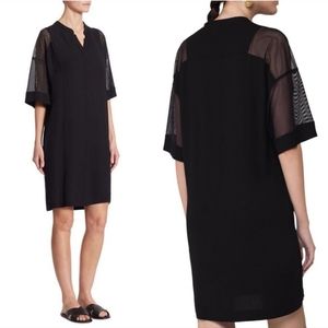Akris Punto Black Sheer Mesh Inset 3/4 Sleeve Size 6